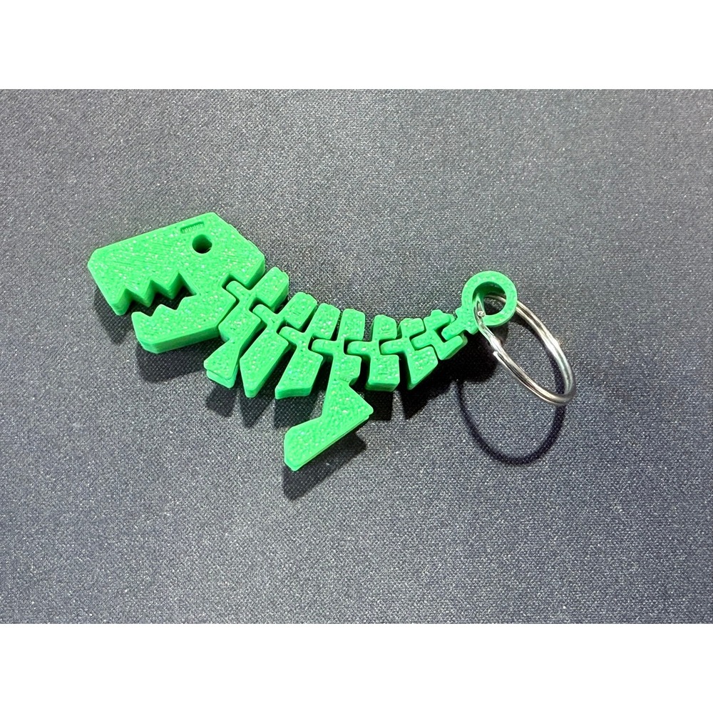 3D Printed Articulated T-Rex Keychain Green Flexible Dinosaur Toy - Picture 2 of 4